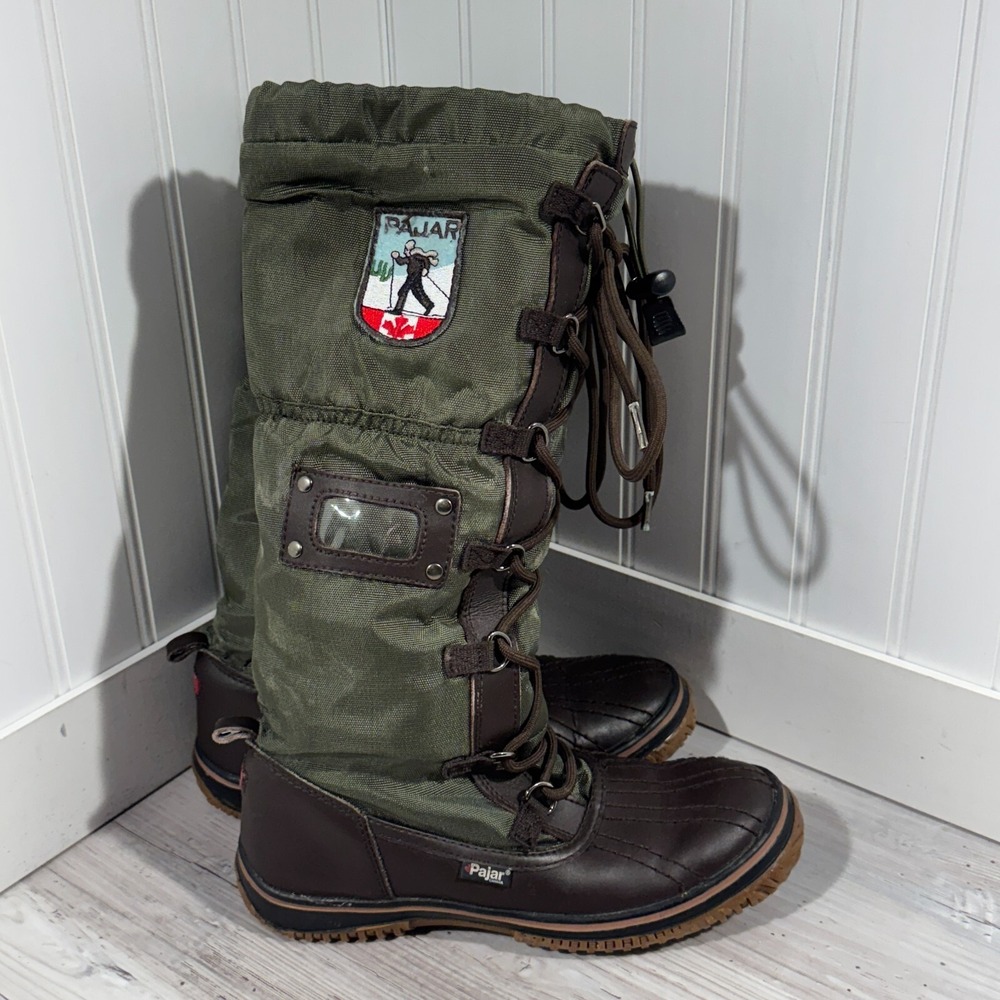Pajar Canada Women's Snow Boots WATER PROOF Sherpa Lined Lace Up Toggle 6-6.5 US